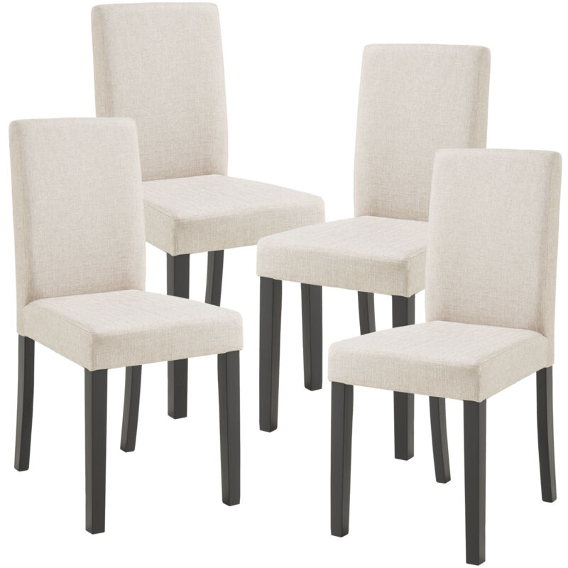 foto del prodotto en.casa - set hamburg di 4 sedie imbottite da sala con rivestimento in tessuto beige