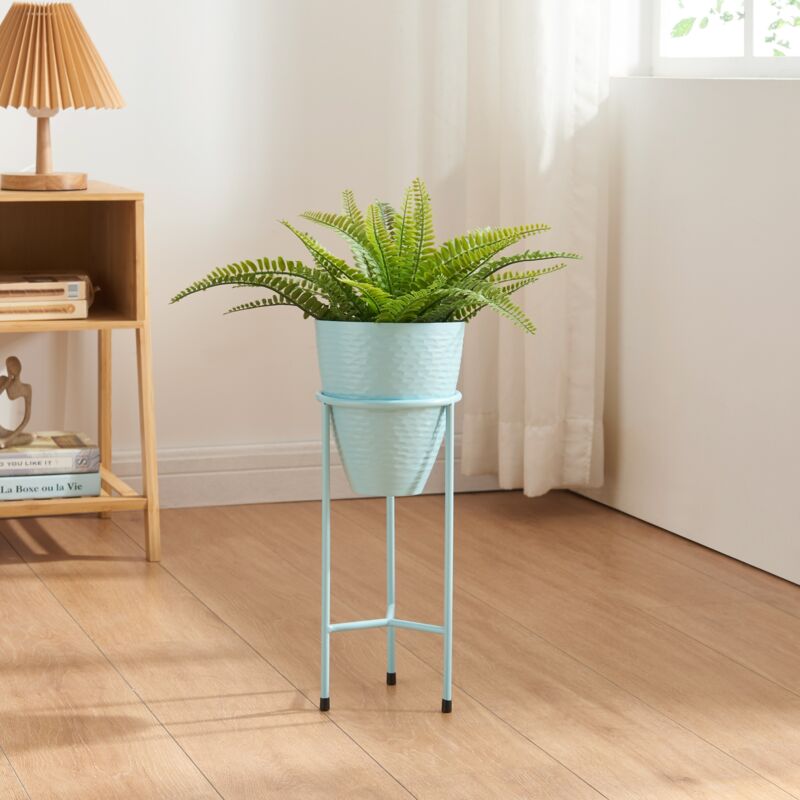 foto del prodotto en.casa - stand portapiante asten in metallo azzurro