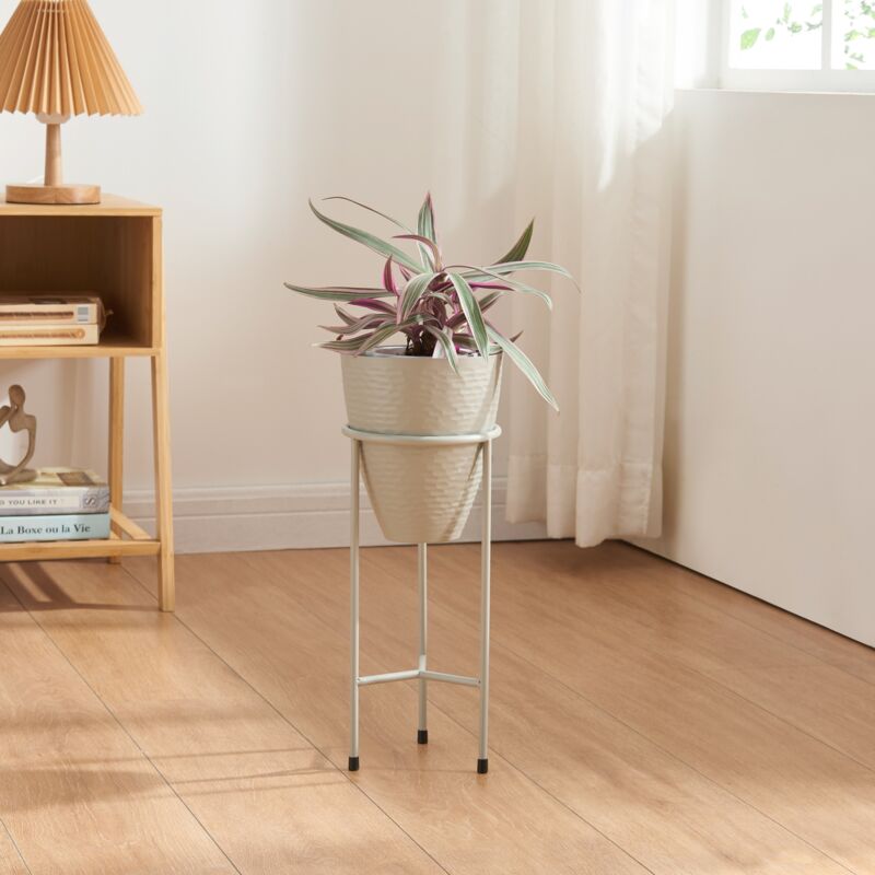 foto del prodotto en.casa - stand portapiante asten in metallo grigio chiaro