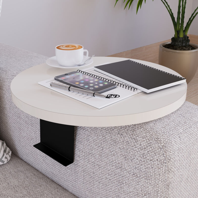 foto del prodotto en.casa - tavolino bracciolo kuleskyd per poltrona divano - color crema