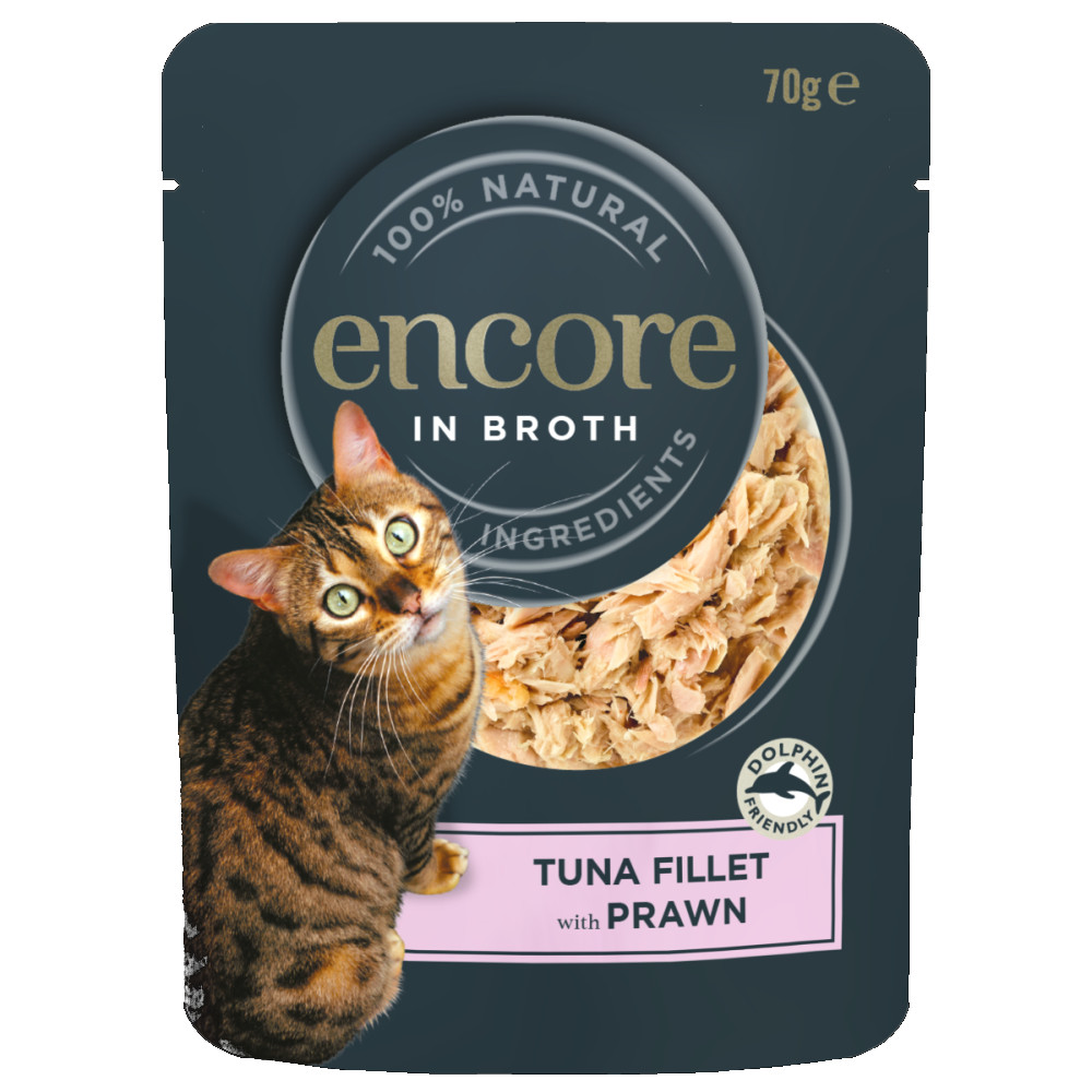 foto del prodotto encore in brodo buste 16 x 70 g alimento umido per gatti tonno con gamberetti