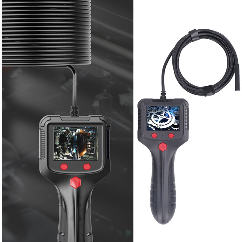 foto del prodotto endoscopio industriale con schermo da 2,4 pollici, obiettivo da 8 mm, telecamera endoscopica impermeabile con lampada per riparazione tubi auto, 5