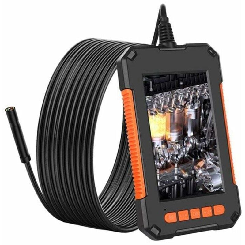foto del prodotto endoscopio industriale, telecamera per endoscopio hd 1080p, telecamera per ispezione tubi, schermo hd da 4,3 pollici, 8 luci led, cavo semirigido da