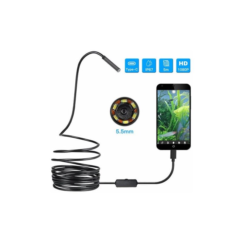 foto del prodotto endoscopio micro usb da 5,5 mm e telecamera per ispezione snake di tipo c endoscopio usb sottile impermeabile 3 in 1 per android otg, pc, laptop