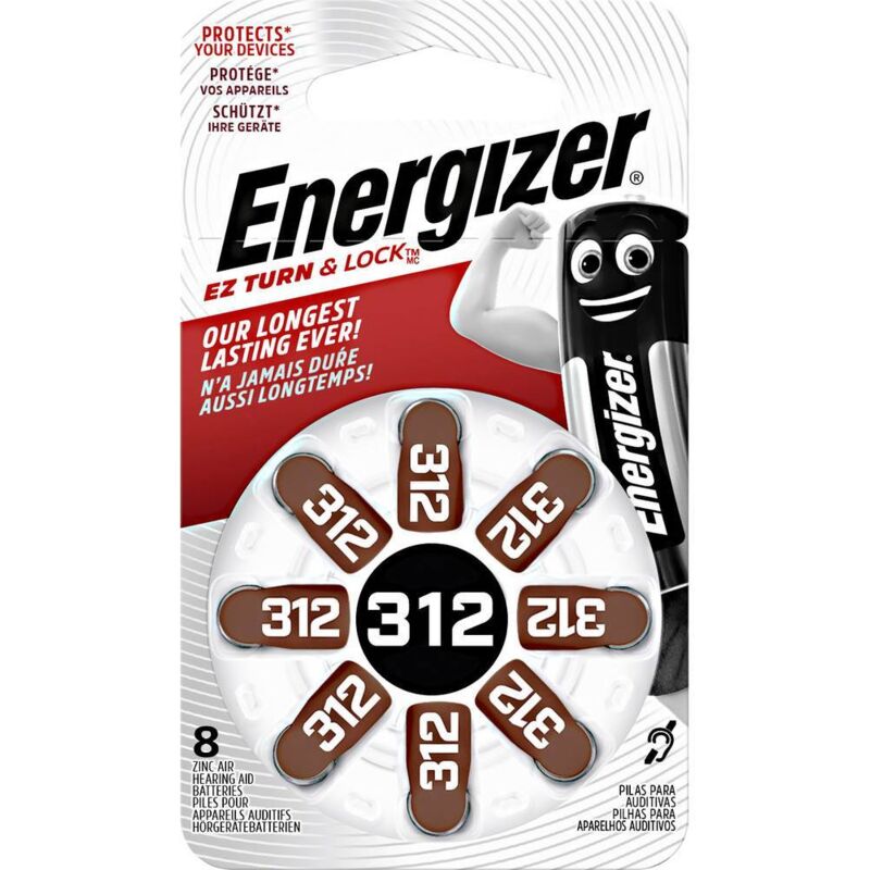 foto del prodotto energizer batteria a bottone za 312 1.4 v 8 pz. 160 mah zinco aria hearing aid pr41