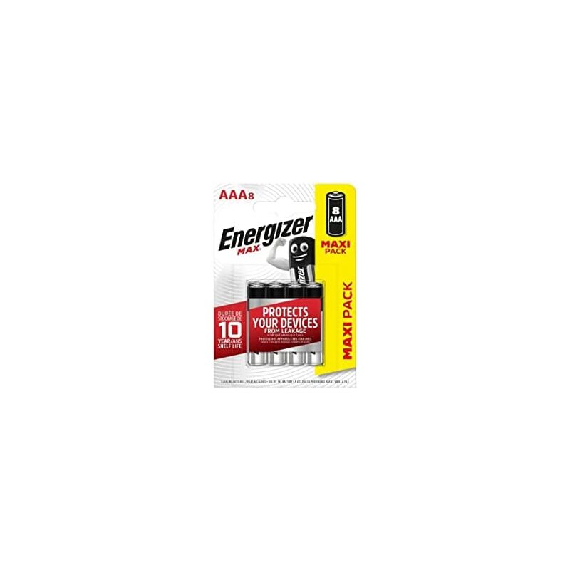 foto del prodotto energizer max, confezione da 8 batterie aaa, lunga durata per l uso quotidiano, senza solfatazione e con una durata di 10 anni