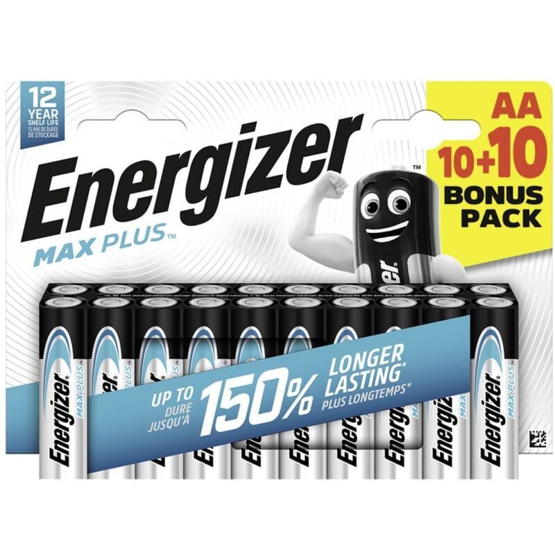 foto del prodotto energizer max plus batteria stilo aa alcalina manganese 1.5 v 20 pz.