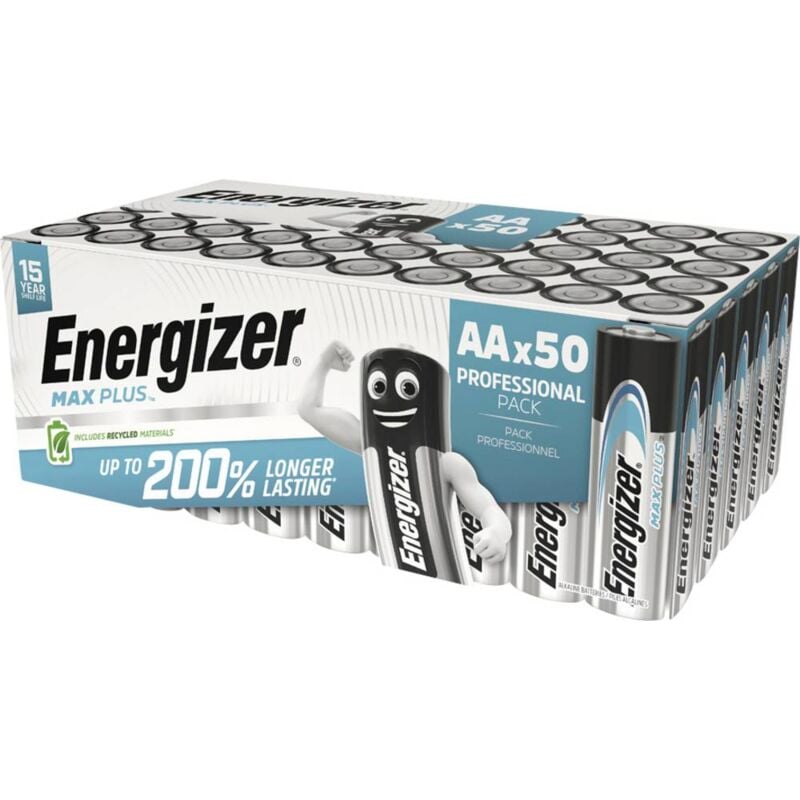 foto del prodotto energizer max plus batteria stilo aa alcalina manganese 1.5 v 50 pz.
