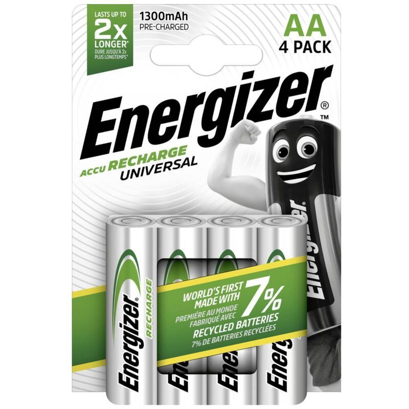 foto del prodotto energizer universal hr06 batteria ricaricabile stilo aa nimh 1300 mah 1.2 v 4 pz.