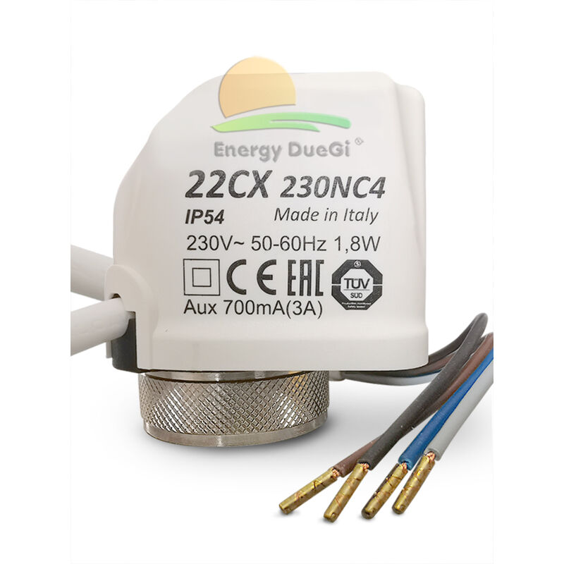 foto del prodotto energy duegi - attuatore elettrotermico a 4 fili 230 v per collettori di distribuzione riscaldamento a pavimento