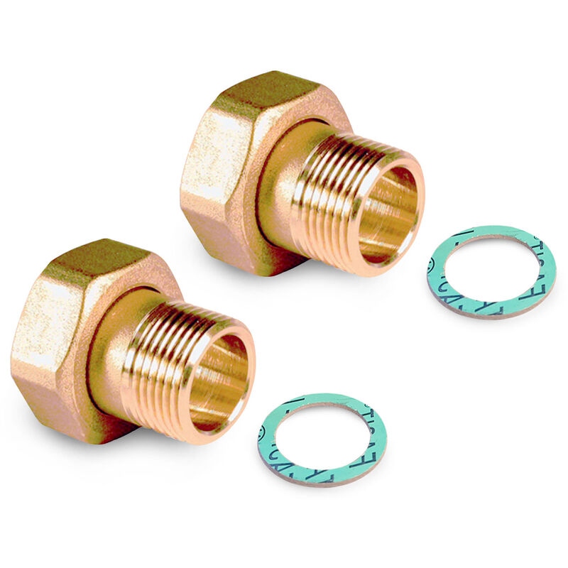 foto del prodotto energy duegi kit raccordi 2 pezzi 1 m x 1 1 4 f diritto in ottone sabbiato, con tenuta piana e guarnizione