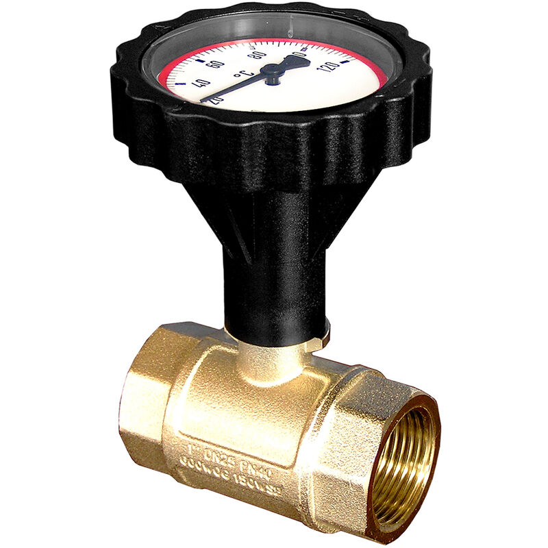 immagine 0 del prodotto energy duegi valvola a sfera per alte temperature con termometro rosso e valvola di non ritorno da 1 f, temperatura 0 120 c
