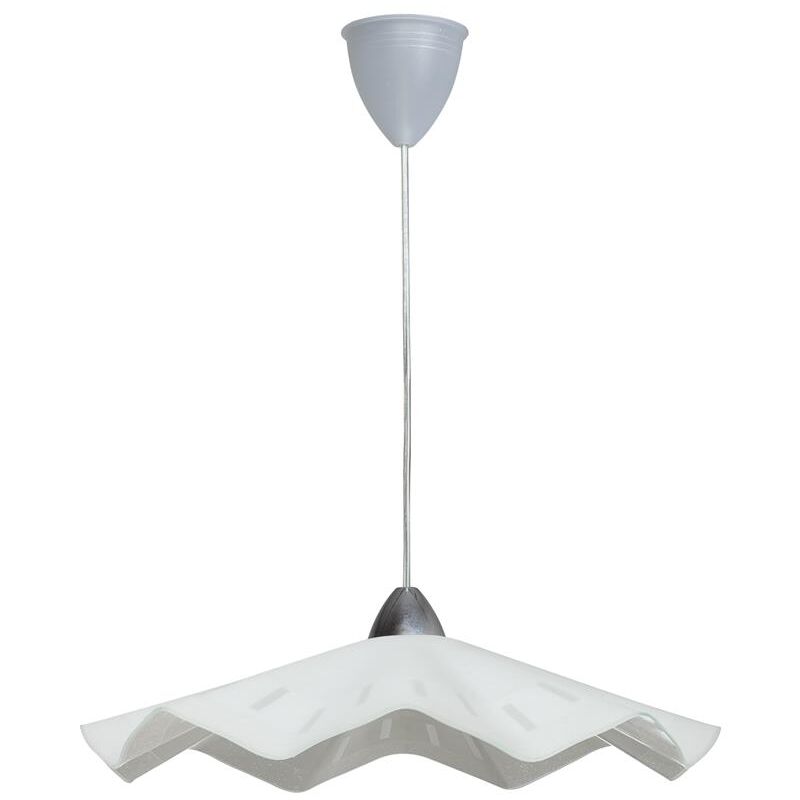 foto del prodotto energy lampada a sospensione isabella d45 1xe27 montatura trasparente cromo vetro lastra bianco 49 h.14 l.100 cm