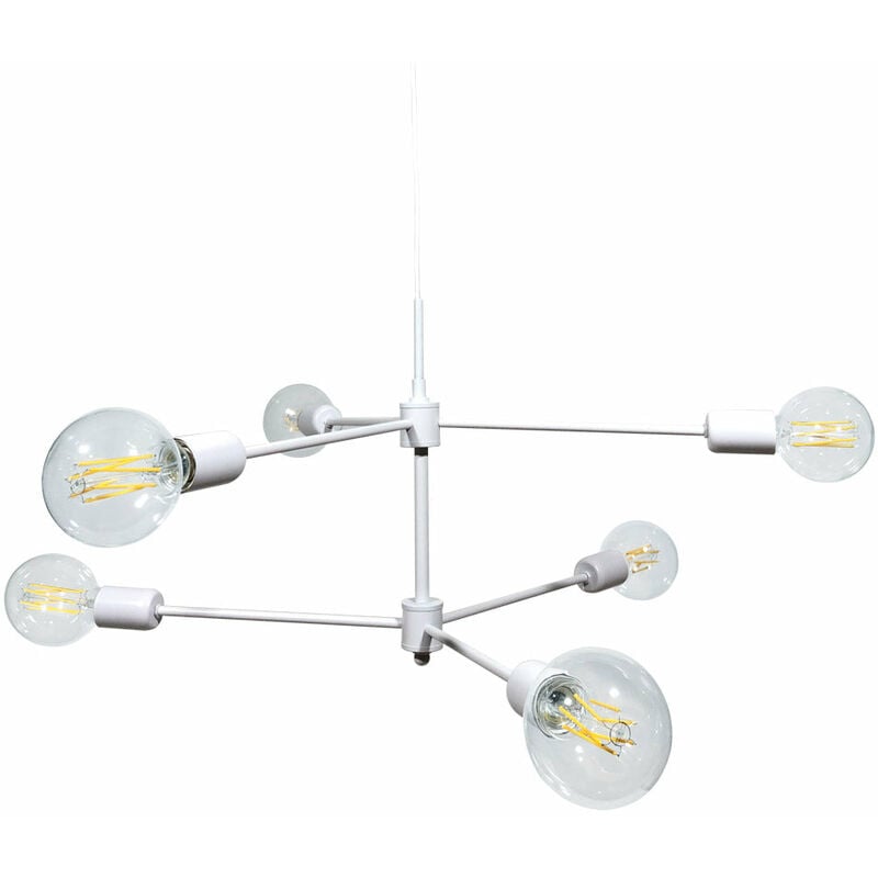foto del prodotto energy lampadario 6xe27 montatura verniciata bianco e lara
