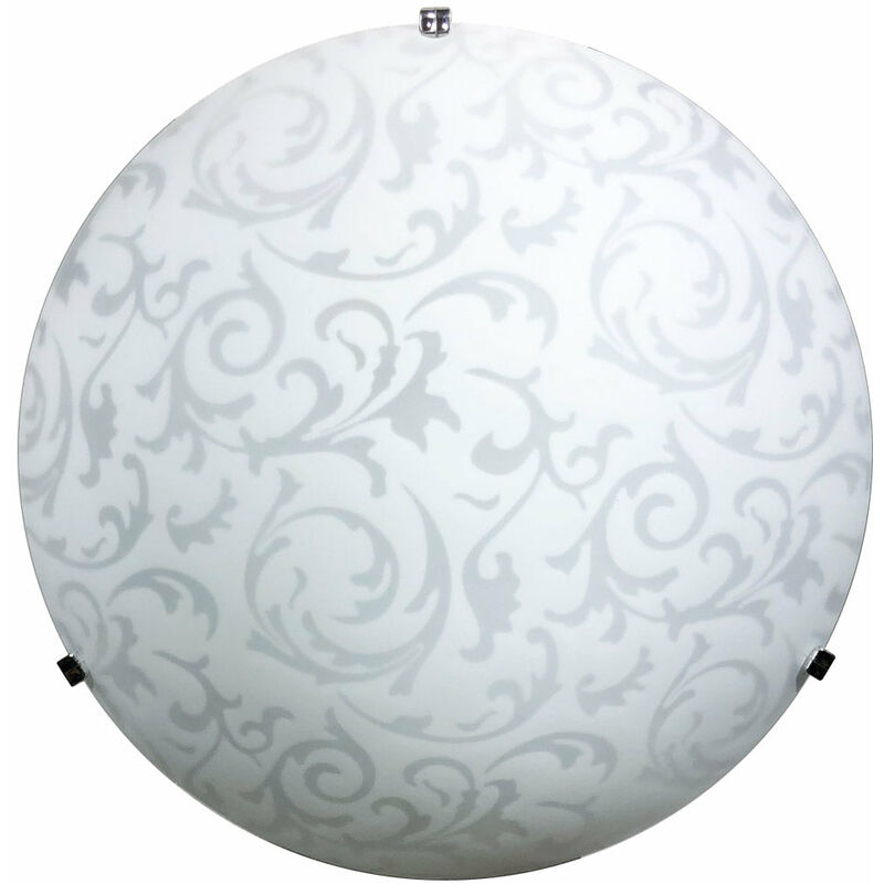 foto del prodotto energy plafoniera 1xe27 ganci cromo vetro lastra bianco decorato damasco e michela