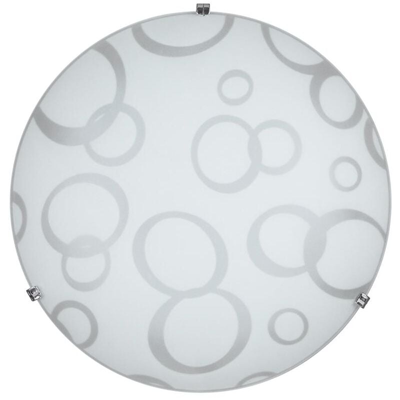 foto del prodotto energy plafoniera daria 1xe27 ganci cromo vetro lastra bianco decorato cerchi daria 30 p.10 cm okx