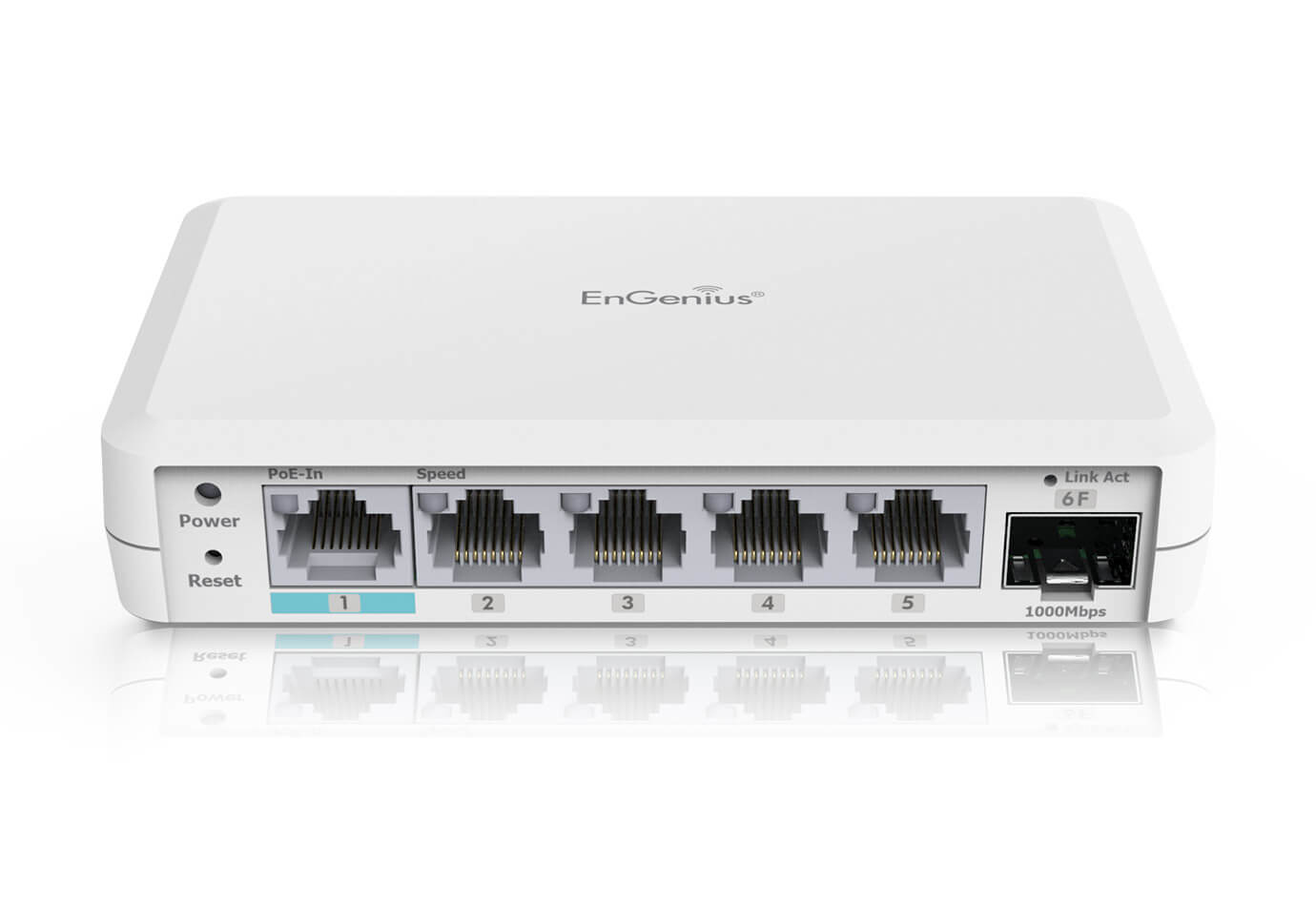 foto del prodotto engenius ext1106 switch di rete l2 gigabit ethernet 10 100 1000 supporto power over ethernet poe bianco