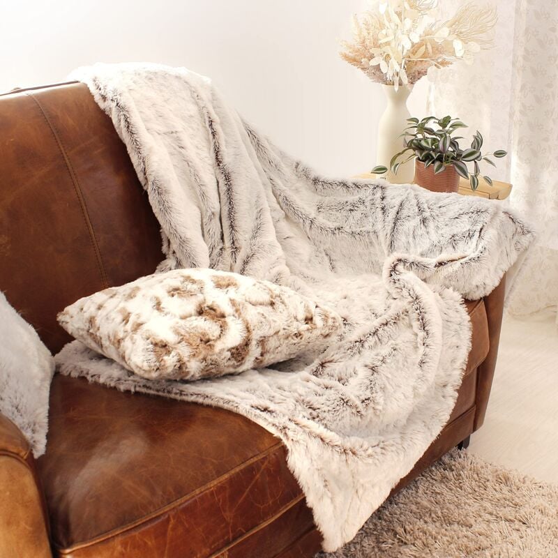 foto del prodotto enjoy home p010ta130160, plaid in finta pelliccia d orso, poliestere, colore beige, 160 x 130 cm