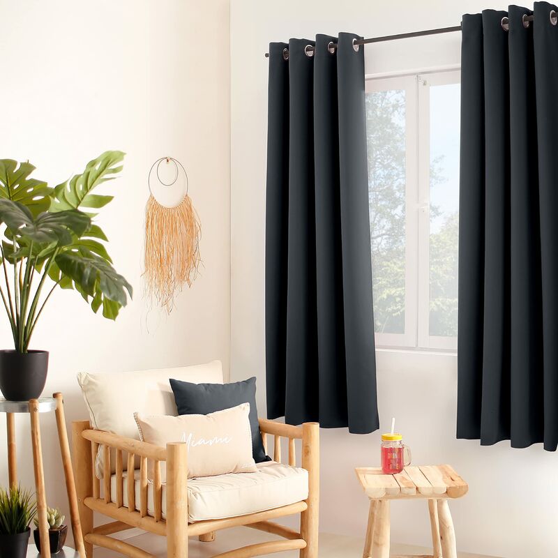 foto del prodotto enjoy home tenda oscurante con occhielli argentati, grigio scuro, 140 x 180 cm, 100 poliestere, tessuto certificato oeko tex, collezione liquirizia