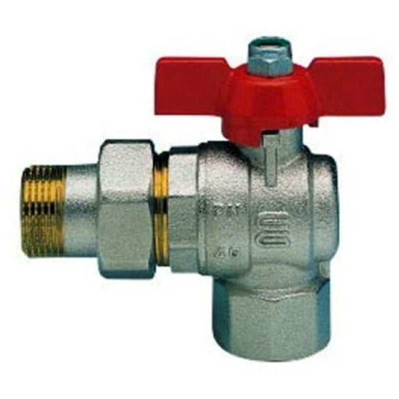 foto del prodotto enolgas valvola a sfera bocchettonata a squadra basic per acqua pn 50 1 2 con farfalla s0228n04