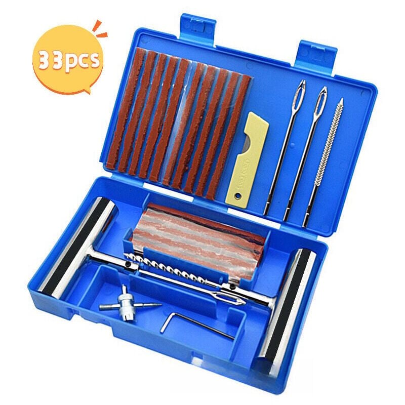foto del prodotto ensemble de 33 pi ces, kit de r paration de pneus, kit anti crevaison pour voiture, outils de r paration de crevaison, adapt aux pneus de voiture et