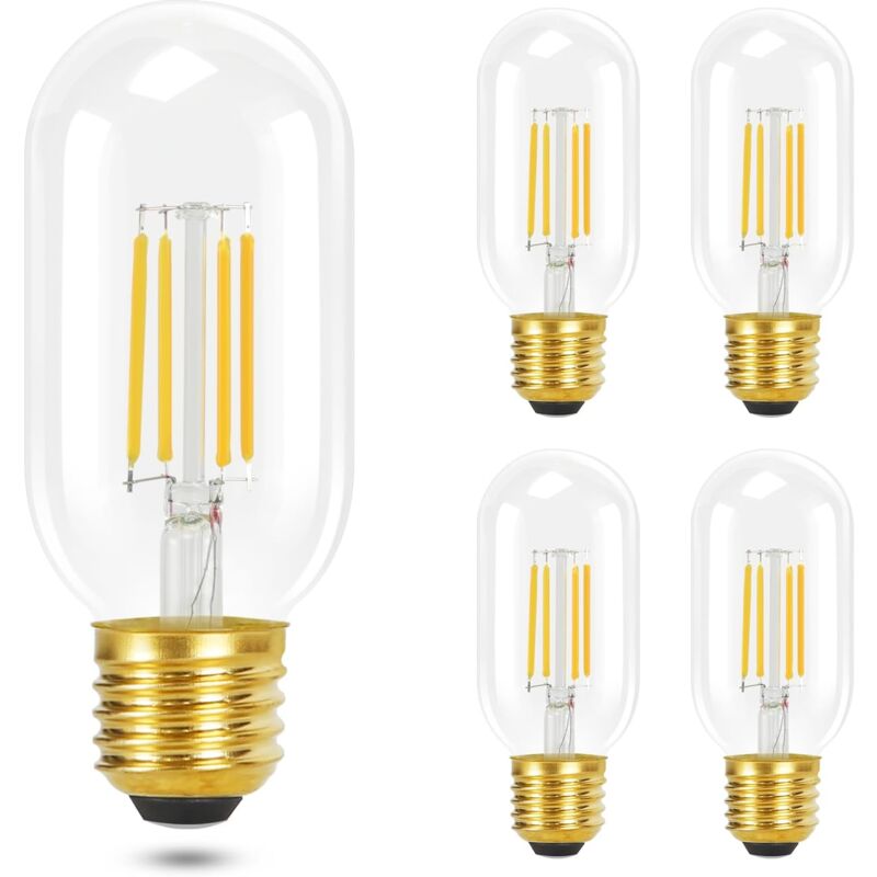 foto del prodotto ensemble de 4 lampes led vintage t45 e27 blanc chaud 4w 2700k, ampoules conomie d nergie filament r tro edison en verre,angle de diffusion de