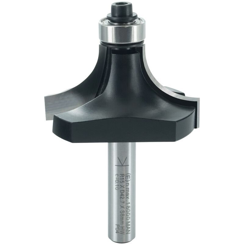 foto del prodotto ent european norm tools ent 14301 fresa ad arrotondamento, gambo s 8 mm, diametro d 43 mm, nl 15 mm, r 15 mm, sl 32 mm, con cuscinetto a sfere