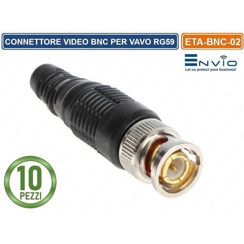 foto del prodotto envio confezione multipla 10 pezzi connettore bnc maschio a vite finale per cavo coassiale rg59 cctv dvr