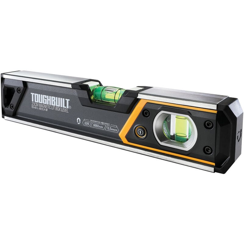 foto del prodotto eny suministros livella magnetica tubolare con bolla illuminata da 23 cm tb h2 l m23 lh m toughbuilt
