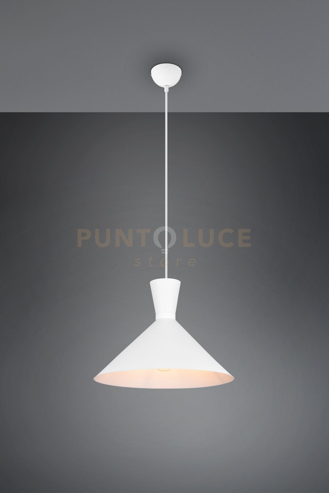 foto del prodotto enzo sospensione doppio cono metallo bianco d. 35cm 1 luce attacco e27