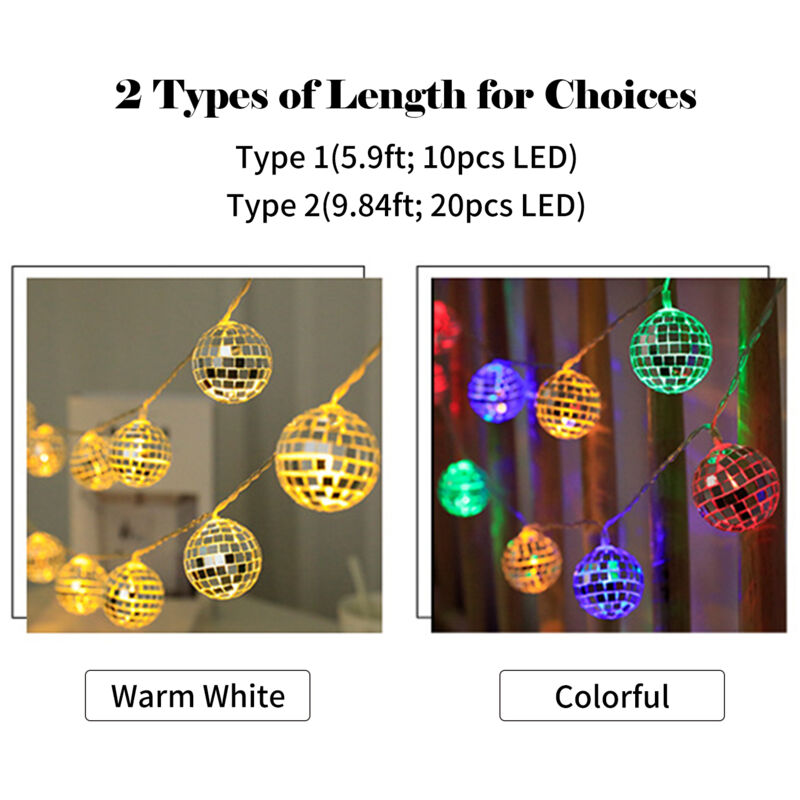 foto del prodotto eosnow 10ft 20led globe string lights palline decorative sospese fata alimentazione a batteria illuminazione per coppa del mondo per patio da