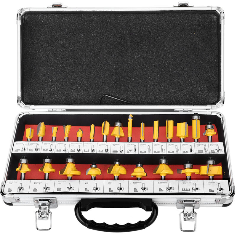 foto del prodotto eosnow 24 pezzi set fresa con gambo da 1 4 pollici set di punte per router kit di utensili per la lavorazione del legno accessori per falegname