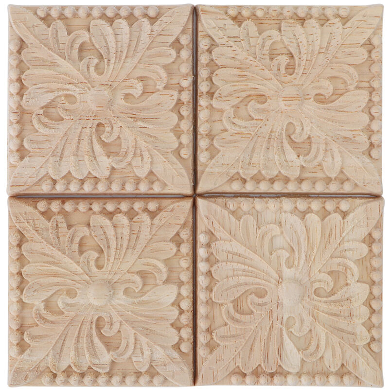 foto del prodotto eosnow 4pcs intaglio applique a scacchi decalcomania non verniciata per la decorazione di mobili b 