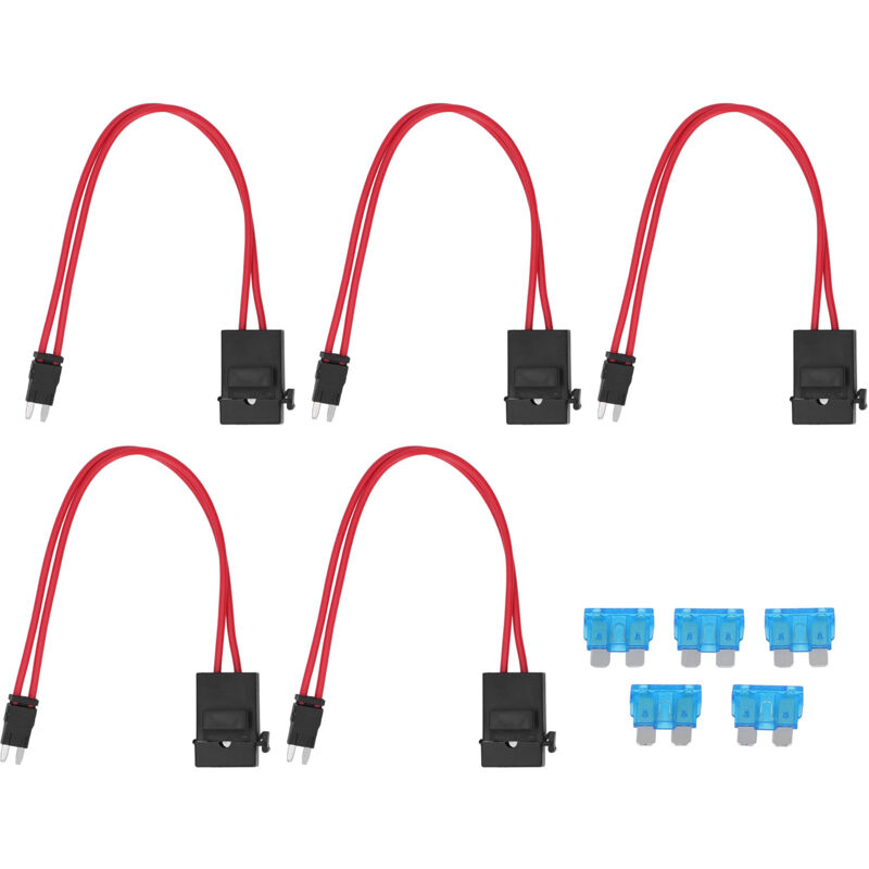 foto del prodotto eosnow 5 pezzi connettore portafusibili per auto mini prolunga cavo resistente per veicolo atm 20a 16awg con 5 fusibili ack s 10,9 mm
