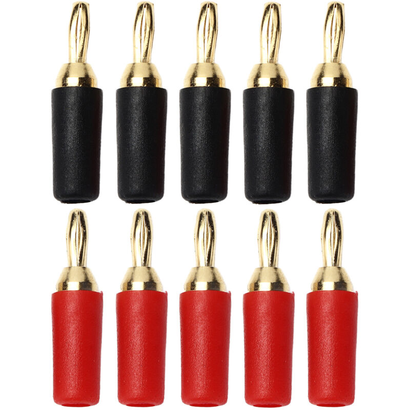 foto del prodotto eosnow 5 set di connettori per altoparlante maschio a saldatura con spina a banana da 2,5 mm in ottone placcato oro rosso e nero