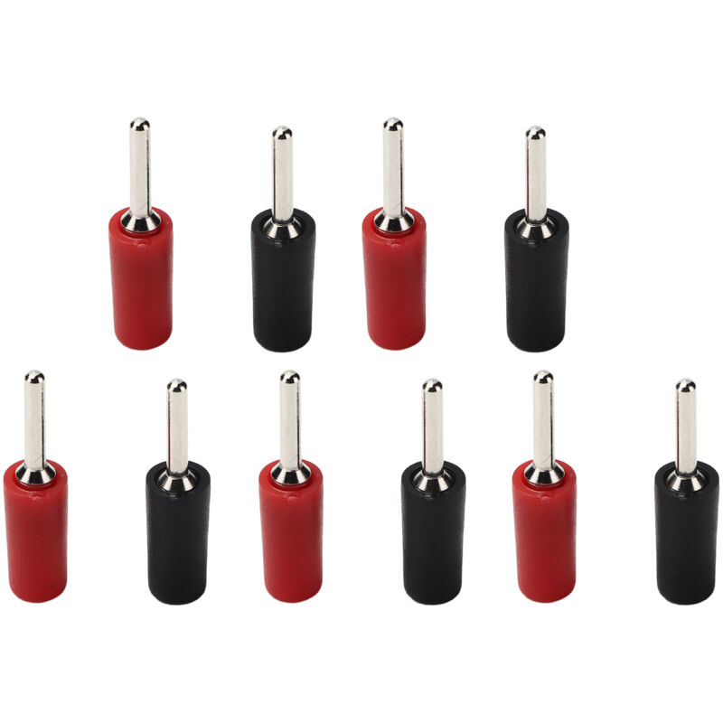 foto del prodotto eosnow 5 set spina a banana in ottone nichelato perno dritto per presa pannello molla interna j.10001 2 mm rosso nero 