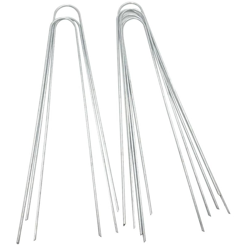 foto del prodotto eosnow 50 pz picchetti in acciaio a forma di u per paesaggi in acciaio, perni per recinzione per tende da giardino in erba, terreno
