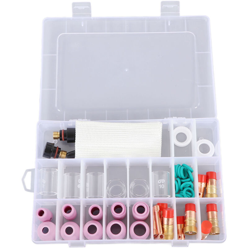 foto del prodotto eosnow 56 pezzi kit accessori per torcia per saldatura tig ugello in ceramica attrezzatura portabicchieri in vetro per pistola wp17 18 26