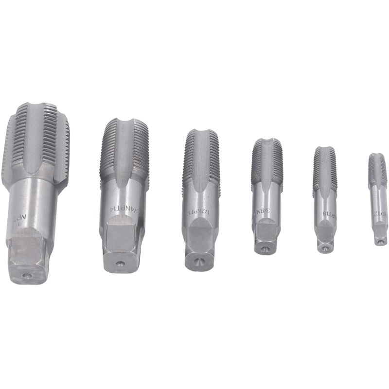 foto del prodotto eosnow 6 pezzi rubinetto per tubi npt 1in 3 4in 1 2in 3 8in 1 4in 1 8in kit di strumenti per maschiatura filettature in acciaio al carbonio per pvc