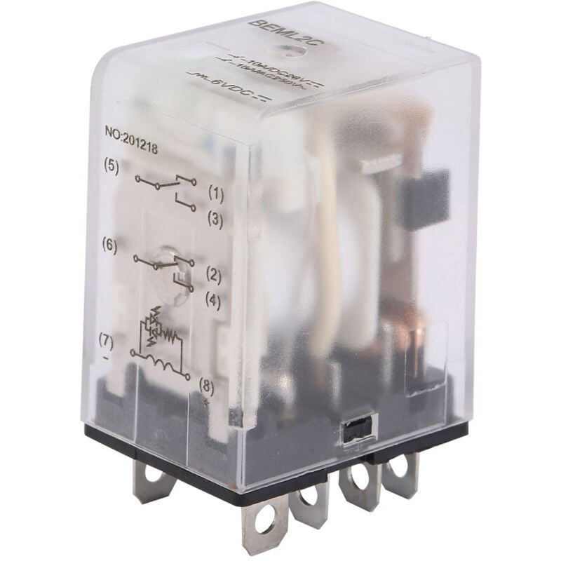 foto del prodotto eosnow 6vdc 8 pin due rel elettromagnetico chiuso aperto 10a con luce indicatore verde