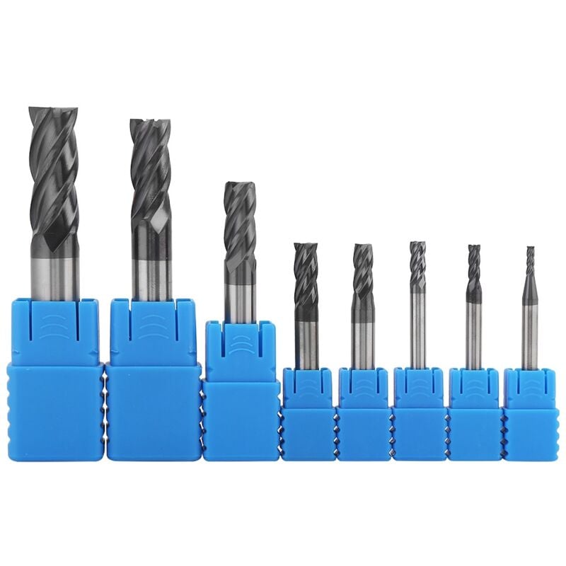 foto del prodotto eosnow 8 pezzi 2 12mm 4 flauti set di frese in metallo duro kit di utensili per fresa in acciaio al tungsteno