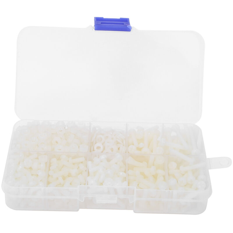 foto del prodotto eosnow 800 pz scatola m3 nylon vite dado rondella kit combinato elementi di fissaggio accessori hardwarebianco