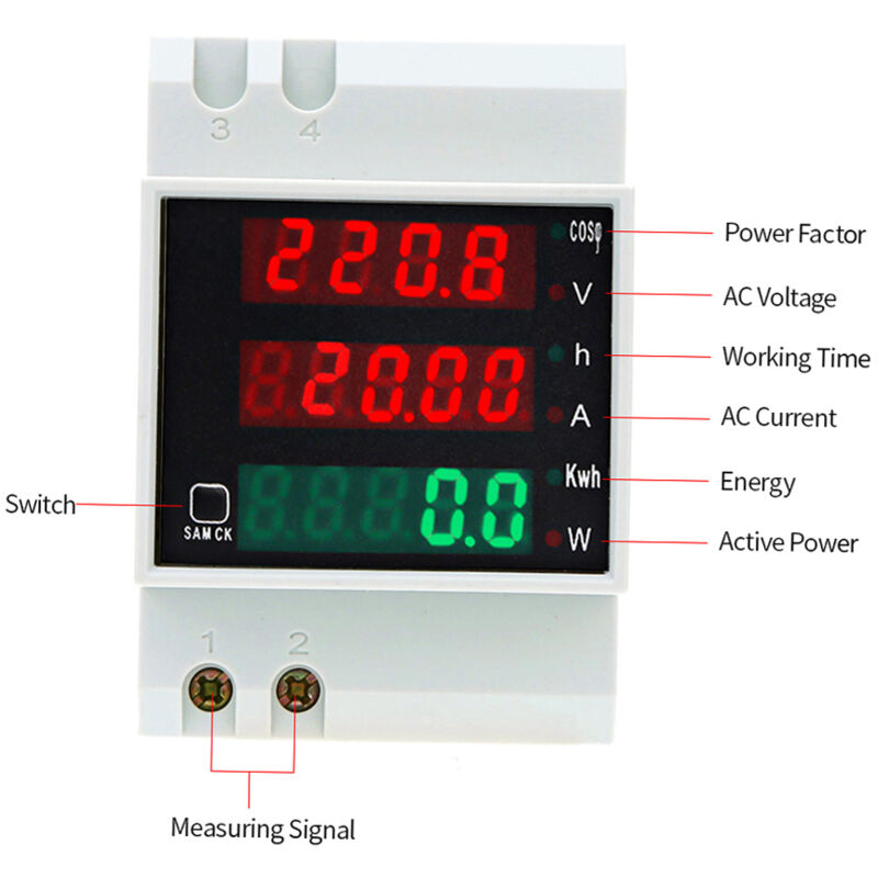 foto del prodotto eosnow ac80 300v 100a multifunzionale digital din rail corrente tensione tensione contatore ammentmetro amperometro voltmetro