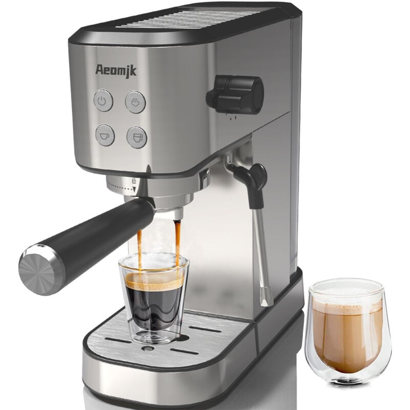 foto del prodotto eosnow aeomjk macchina da caff elettrica con sistema di schiuma di latte mini macchina da 20 bar e manometro lancia vapore doppio servizio