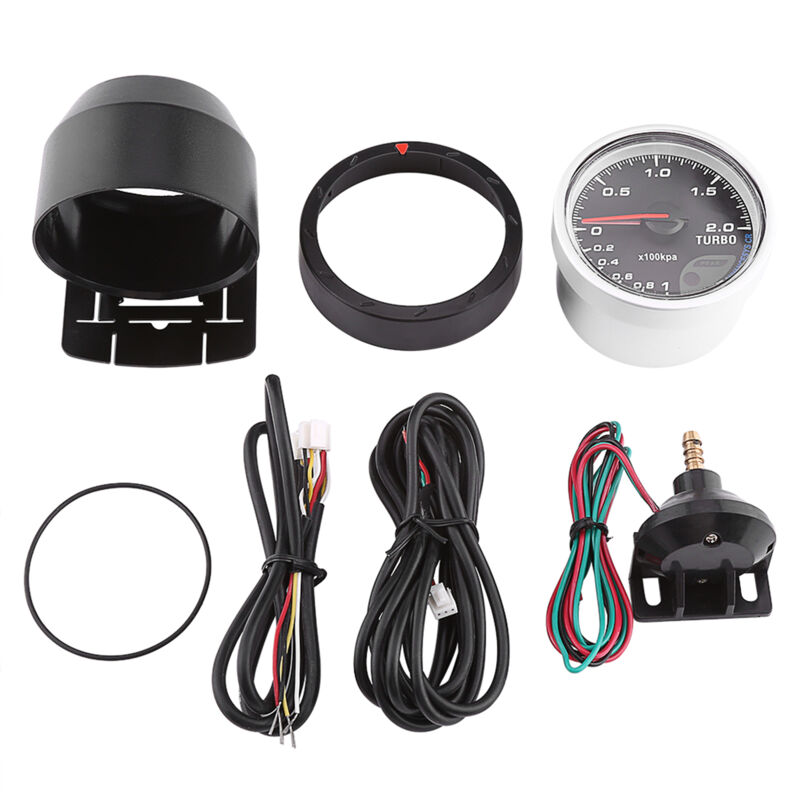 foto del prodotto eosnow calibro universale per misuratore turbo boost a led da 60 mm, guscio nero, per auto da corsa 0 200 kpa