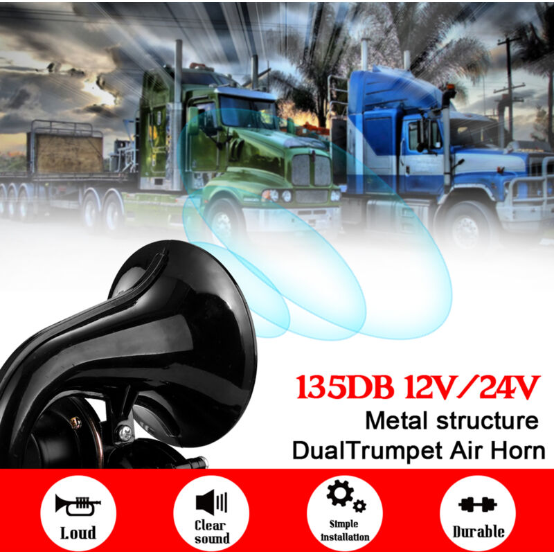 foto del prodotto eosnow camion 135 db ad aria ad aria ad aria ad alto contenuto di tromba superloud 12 24v con valvola elettrica piatta per camion per veicoli