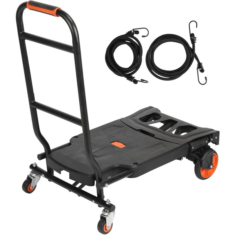 foto del prodotto eosnow carrello a mano pieghevole multifunzione per rimorchio portatile a pianale piatto con 2 cinghie per uso domestico
