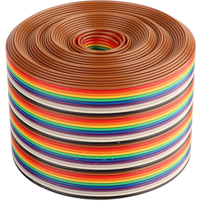 foto del prodotto eosnow cavo a nastro piatto arcobaleno colorato con spaziatura da 1,27 mm, larghezza 5,08 cm 2 metri 
