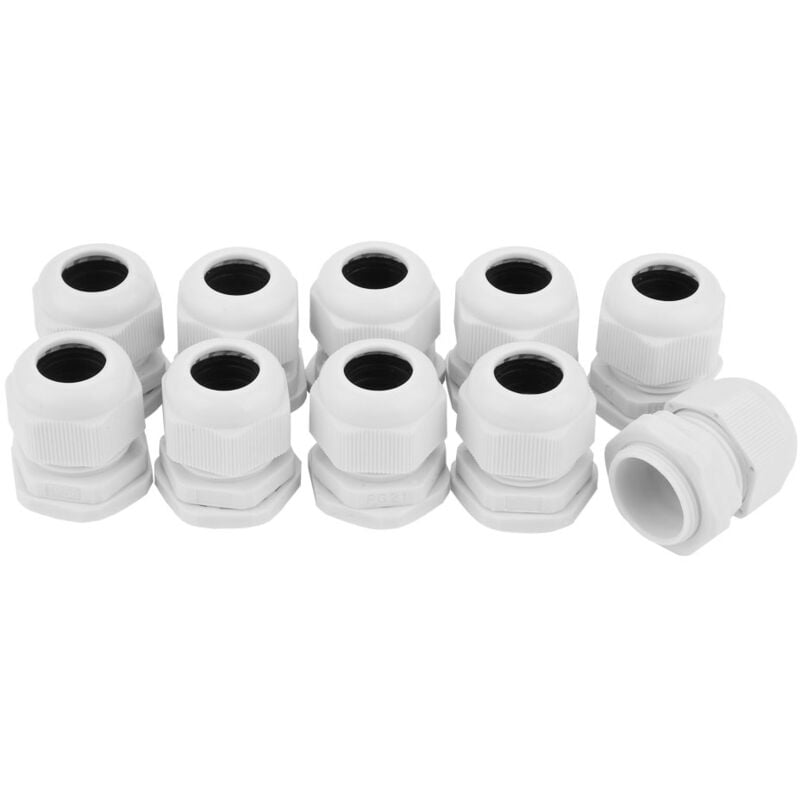foto del prodotto eosnow connettore pressacavo in plastica nylon bianco impermeabile ip68 da 10 pezzi set pg21 