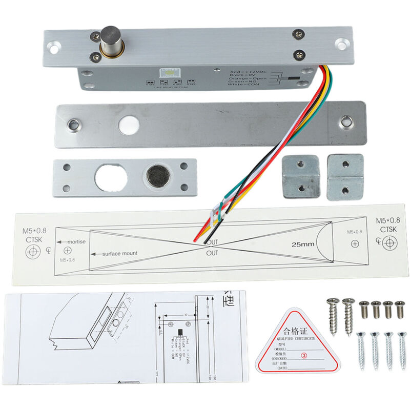 foto del prodotto eosnow dc 12v 5 linee serratura elettrica con catenaccio catenaccio stretto serratura per porta con ritardo di tempo display led per controllo